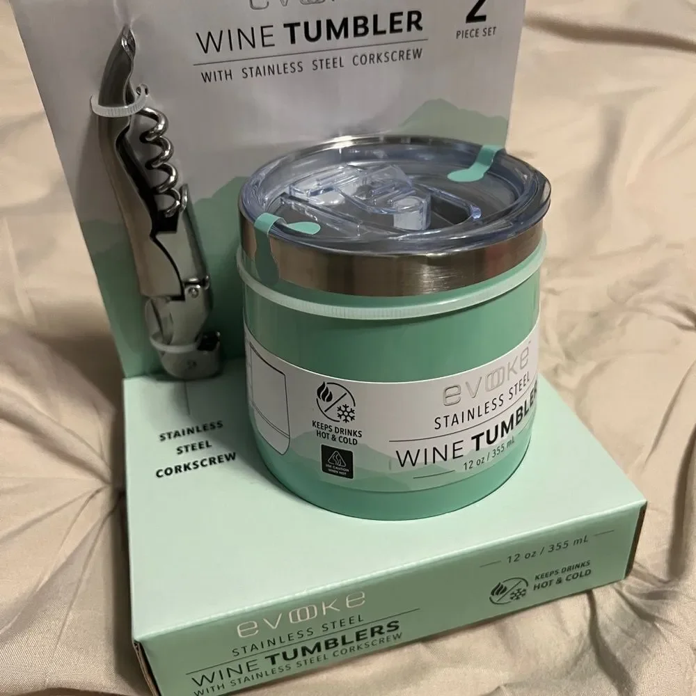 Mint Green Stainless Steel Wine Tumbler Set